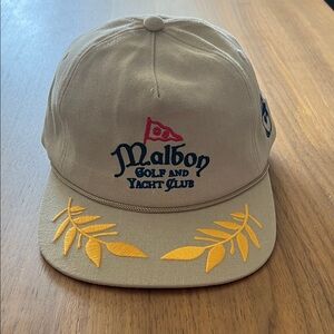 Malbon Golf and Yacht Club Men's Tan Cap with Yellow Embroidered Accents